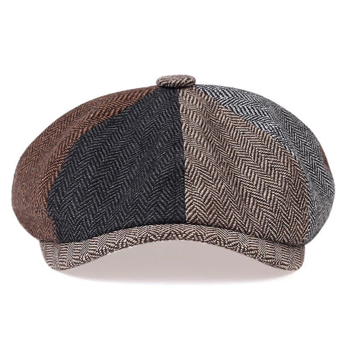 Baker Boy Peaky Blinders Hat Newsboy Flat Cap Herringbone Tweed Gatsby
