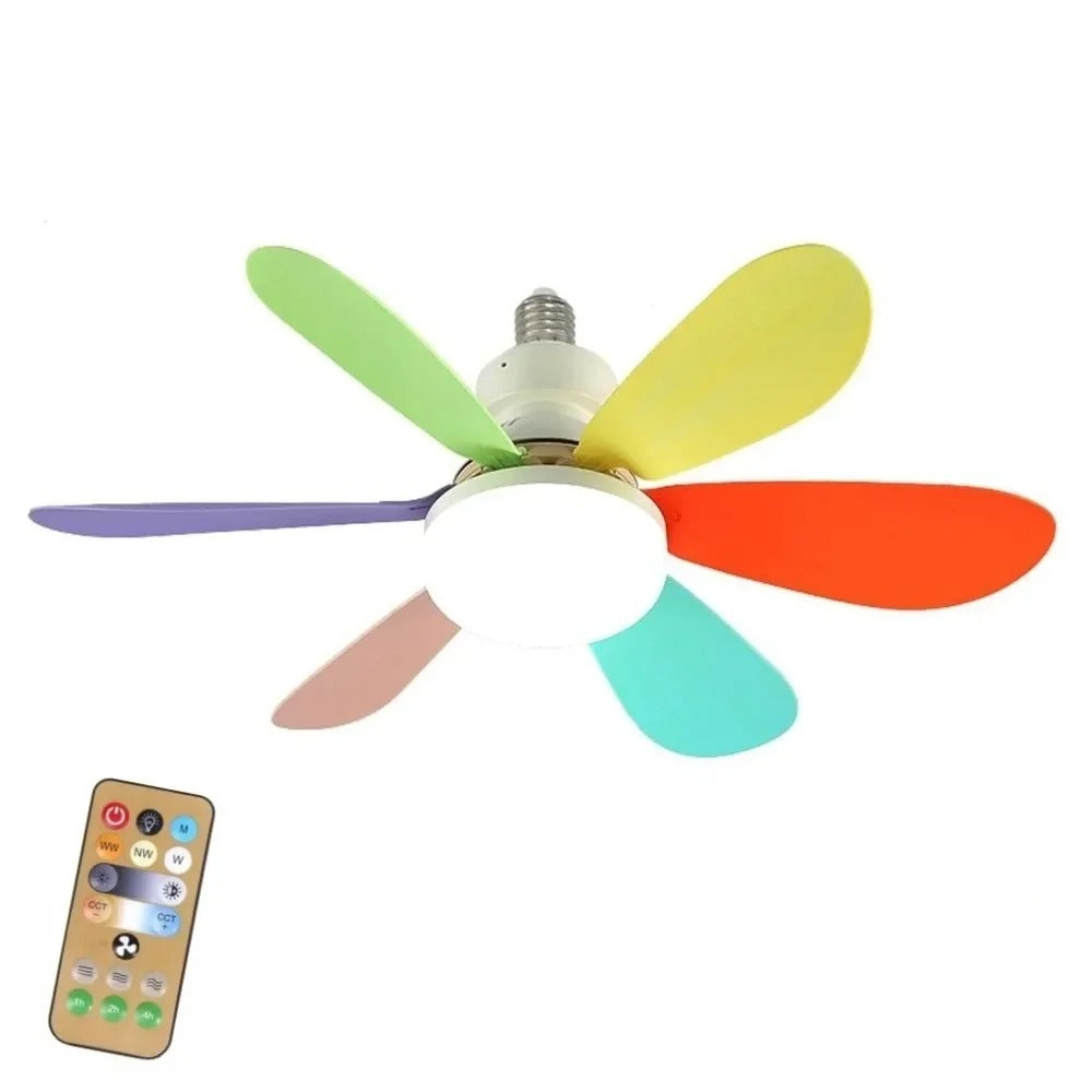 LED Ceiling Fan Light Dimmable Living Room Lamp Remote Control Color Changing